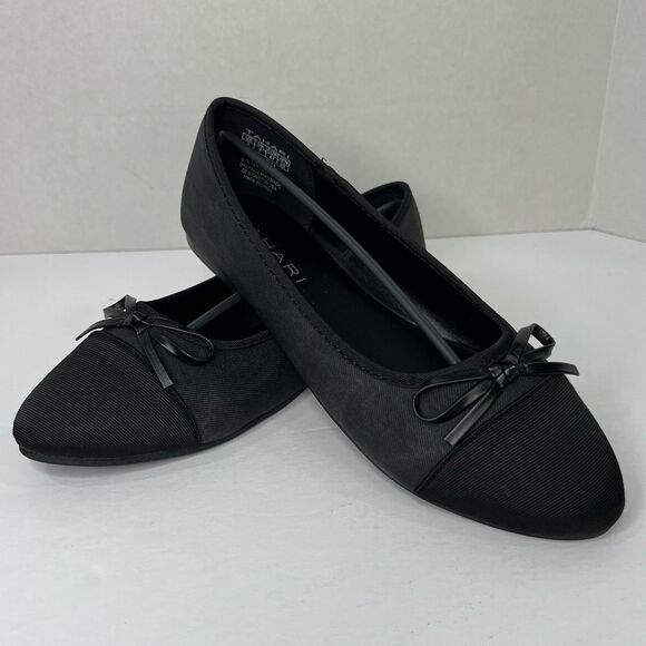New! Tahari Geneva Black Vegan Textile Slip On Ballet Women Flats Various Size - Picture 2 of 10
